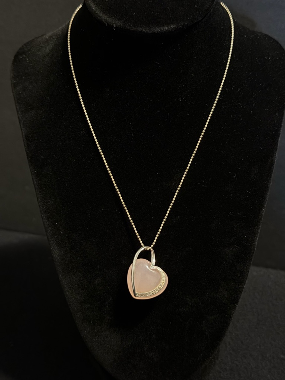 925 Silver and Pink Heart Pendant with 925 Silver Chain.